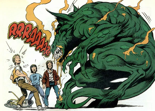 grant morrison's animal man panel :some bullies get straightened out by martian manhunter's shapeshifting
powers