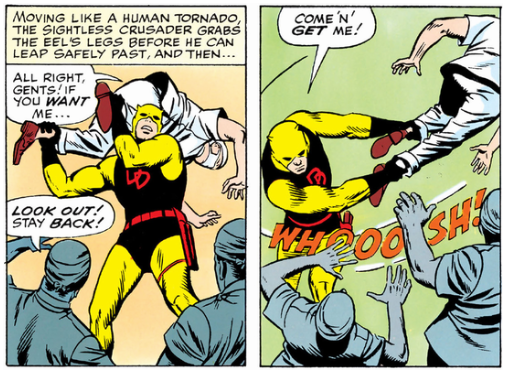 Daredevil hits Mr. Fear and the Ox with the Eel
