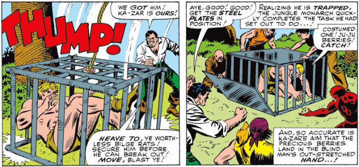 Ka-Zar trapped in a cage