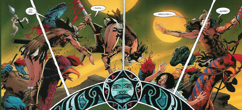 promethea fighing lizard men