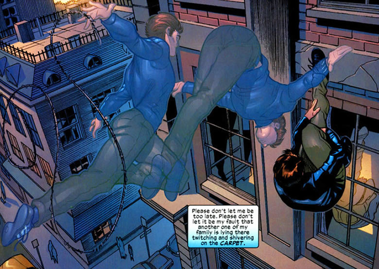 peter does an acrobatic
flip