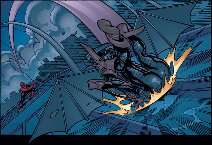 spider-man slams the green goblin