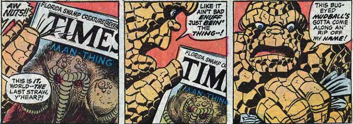 The Thing reading a newspaper